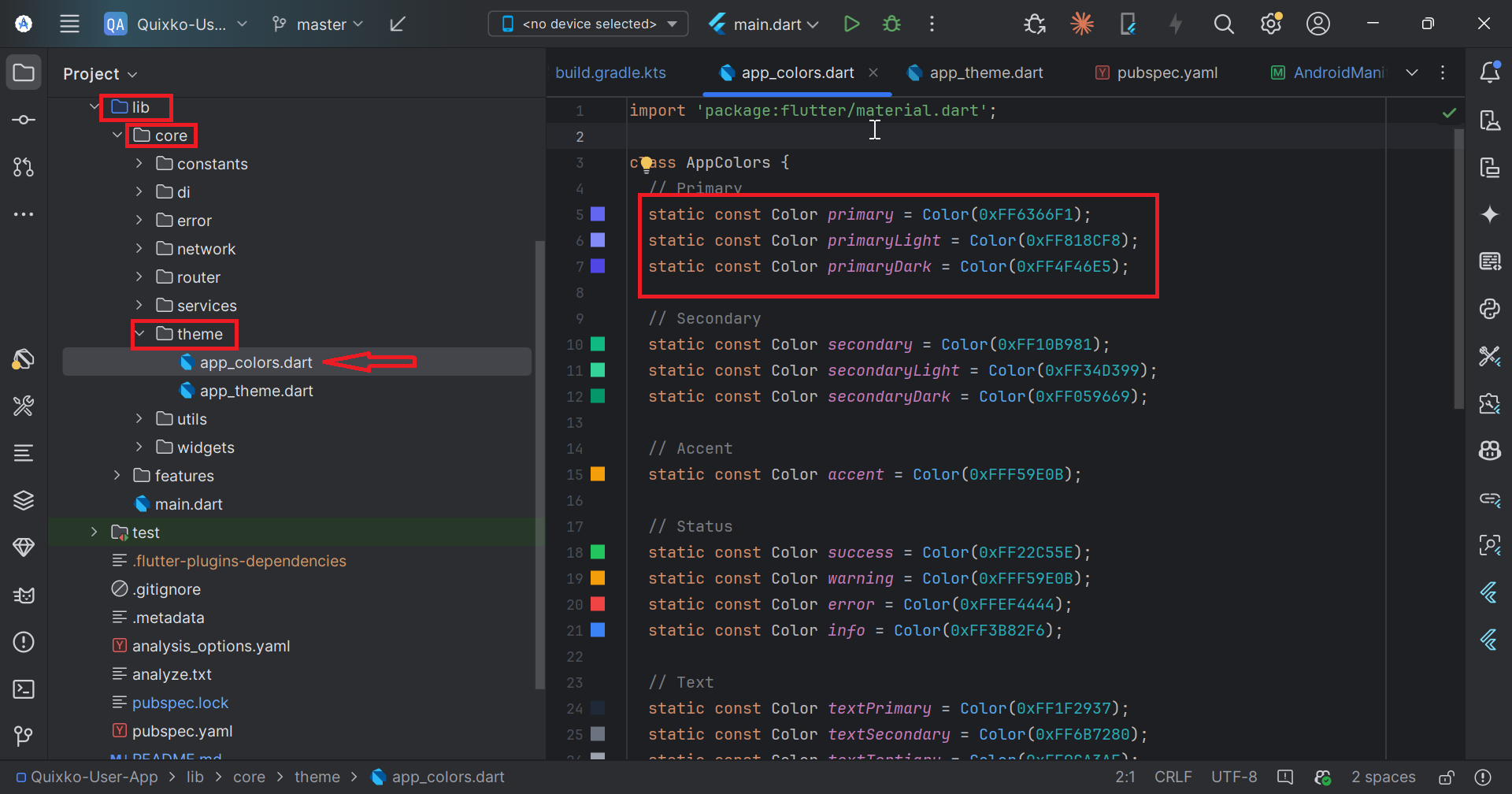 Customize app colors